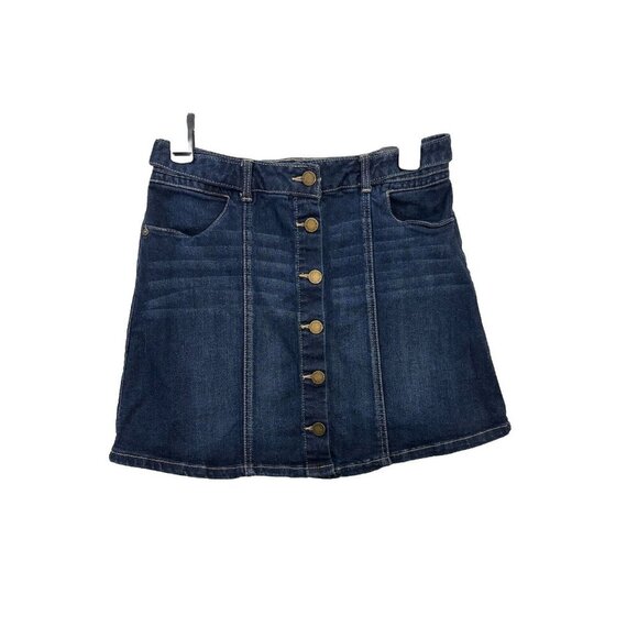 Jolt Jeans Mini Skirt Button Front Size 7/28 Dark Wash With Pockets - Picture 1 of 9
